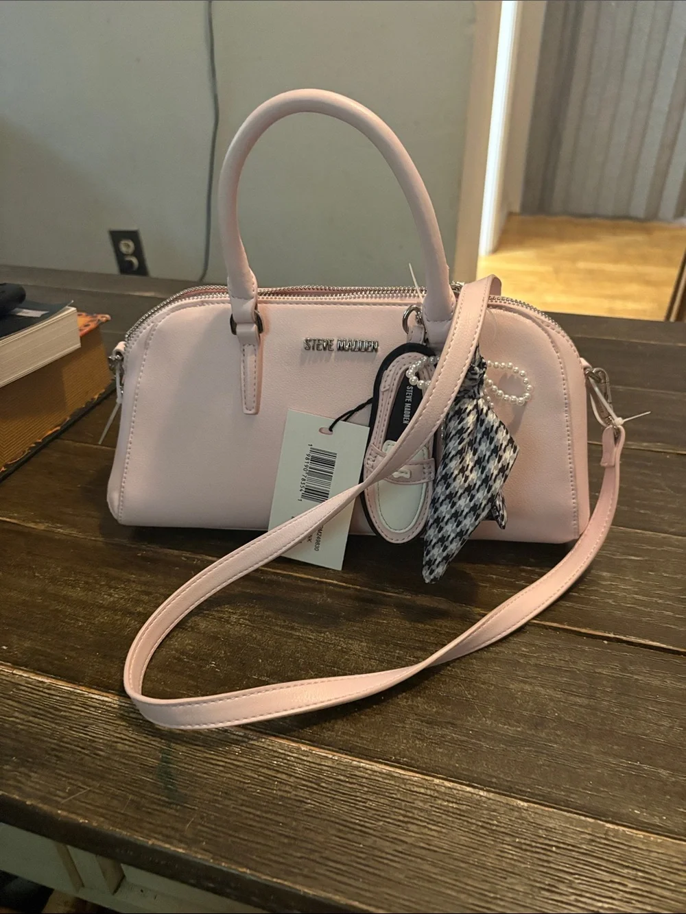 Steve Madden Pale Pink Satchel with Charm Accent